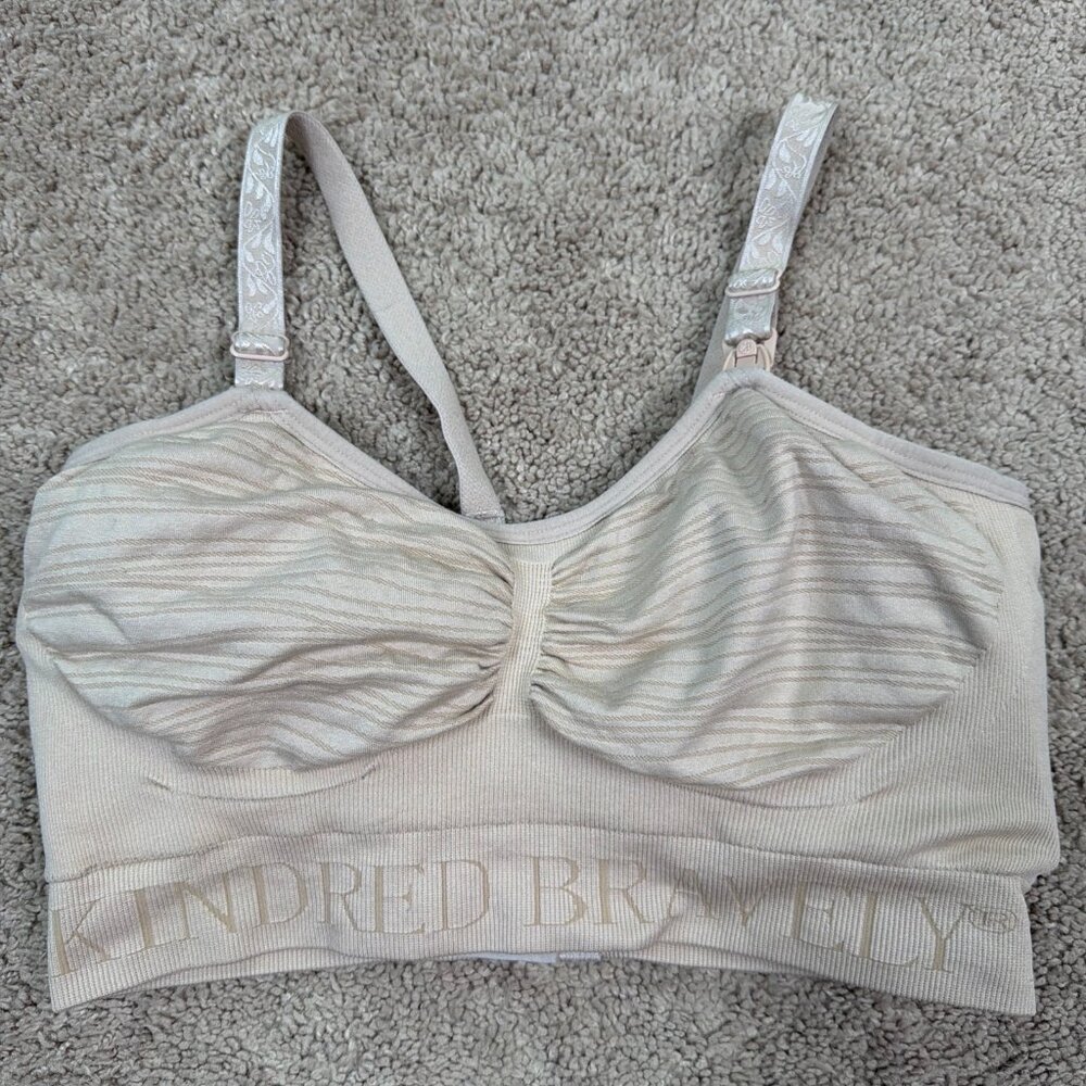 Kindred Bravely Nursing and Sleeping Bra Womens S Beige Breastfeeding Support